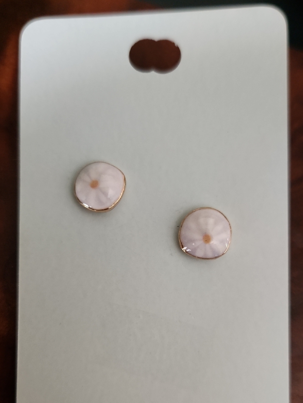 Daisy Stud Earrings with Gold Trim